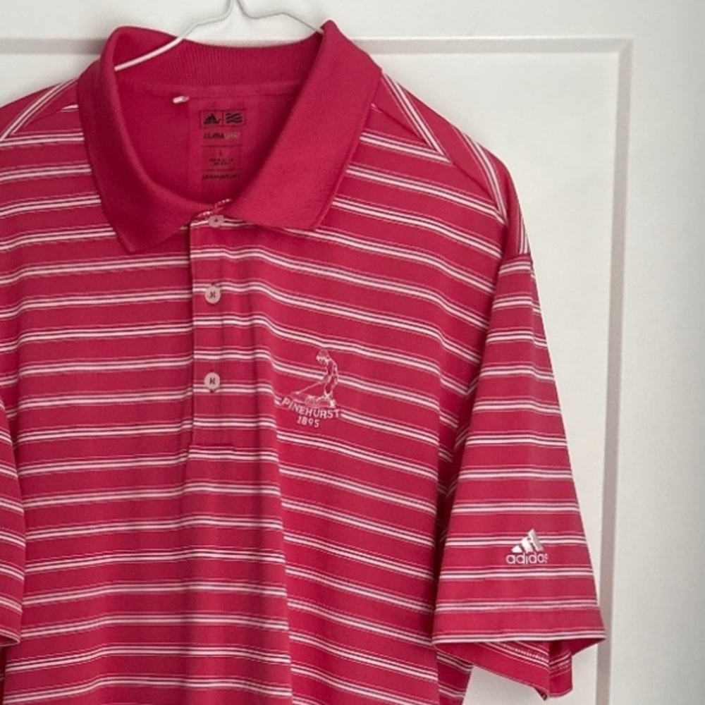 ADIDAS | Pinehurst 1895 | Deep Mauve striped Polo | Men’s Size L - Picture 7 of 9